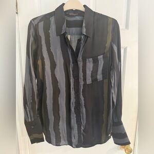 Insight Women's Striped Blouse - Black, Gray, and Olive, NWOT